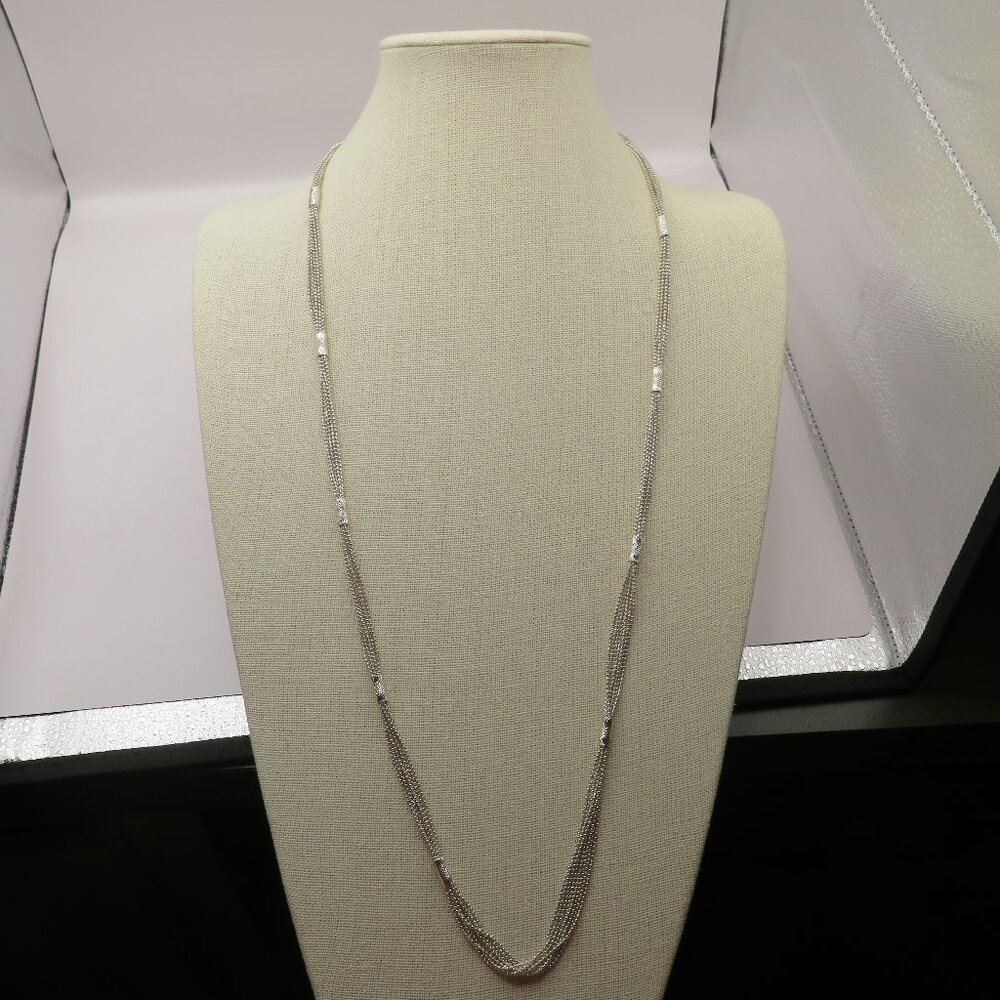 Monet Silver Tone Multi-Strand Station Necklace - Picture 1 of 10